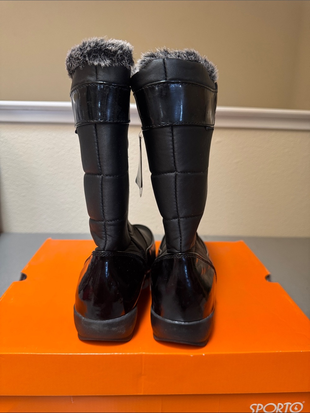 Sporto Agatha Black Mid-Calf Faux-Fur Trim Winter Boots - Picture 2 of 12